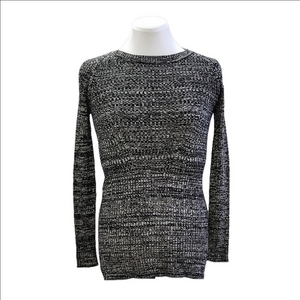 SANDRO PARIS Black gray wool blend crew neck long sleeve sweater